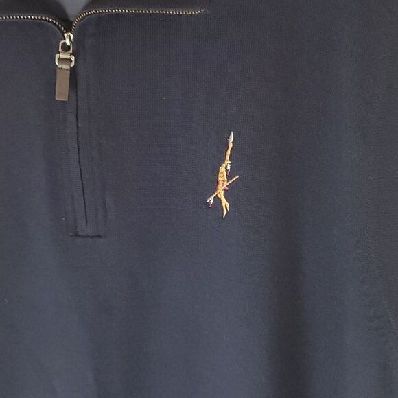 Fairway & Green Baruffa Merino Wool 1/4 Zip Windvest Navy Golf Sweater Size L - Picture 3 of 7